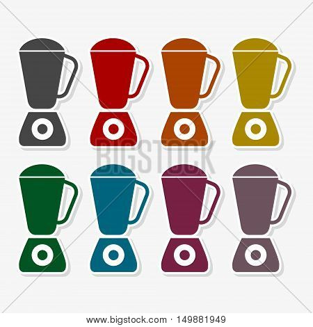 Kitchen blender icons set on gray background