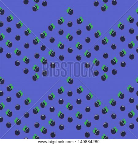 Plum decorative vector seamless pattern on blue background. Abstract textile plum print.