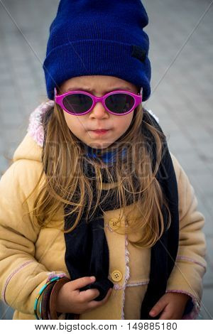 Beautiful Stylish Little Girl With Glasses