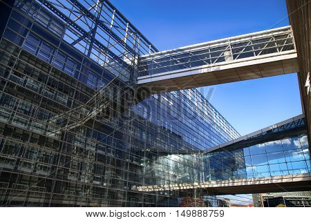 Copenhagen Denmark - August 16 2016: The Black Diamond The Copenhagen Royal Library is the national library of Denmark (Det Kongelige Bibliotek) in Copenhagen Denmark on August 16 2016.