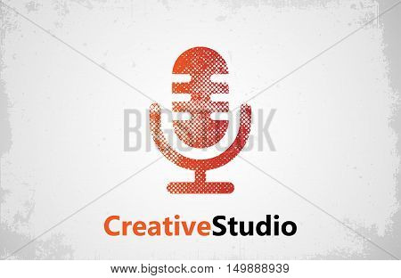 microphone logo. music studio logo design. creative studio
