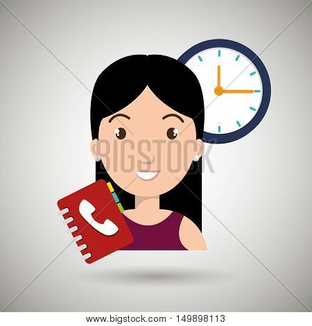 woman directory telephone clock vector illustration eps 10