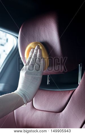 Car detailing series : Cleaning red car headrest