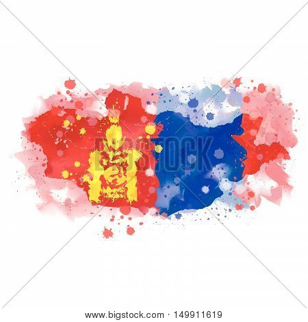 vectors map of Mongolia Water color paint