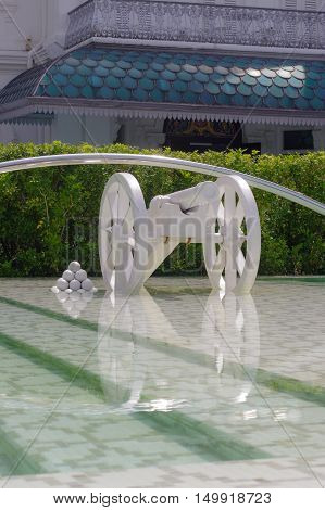 Georgtown Penang Malaysia - APRIL 18 2016 symbolic white cannon