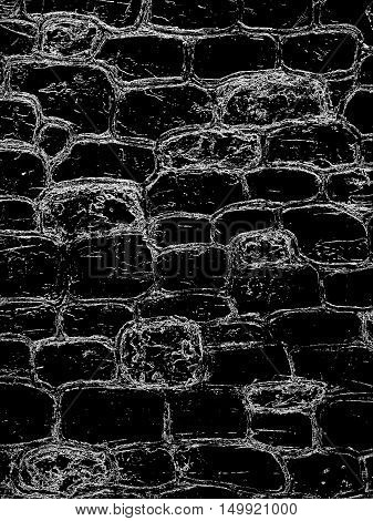 pattern of dark terrible castle stone wall background, halloween wallpaper, process imitation pen sketch white on black, line art graphic illustration for halloween poster decoration, vertical image