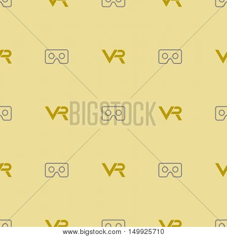 Seamless vector golden pattern with VR logos