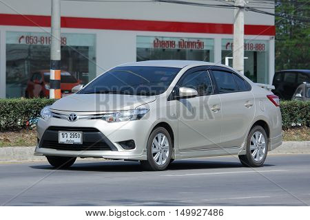 CHIANGMAI, THAILAND -FEBRUARY 29 2016: Private City car, Toyota Vios. On road no.1001, 8 km from Chiangmai Business Area.