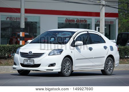 CHIANGMAI, THAILAND -FEBRUARY 29 2016: Private City car, Toyota Vios. On road no.1001, 8 km from Chiangmai Business Area.