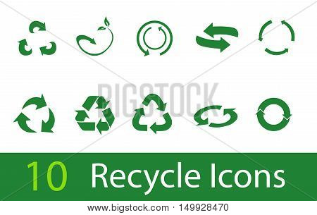 illustrration of recycle signs on white background