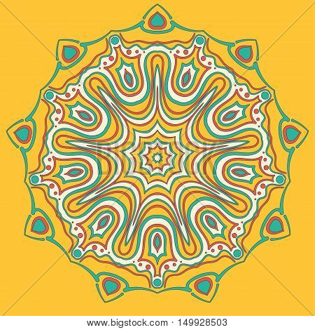 Flourish tiled floral geometric seamless pattern. Abstract oriental background. Wonderland ornament motives of the paintings of arabic mandala. Aribic fabric pattern.