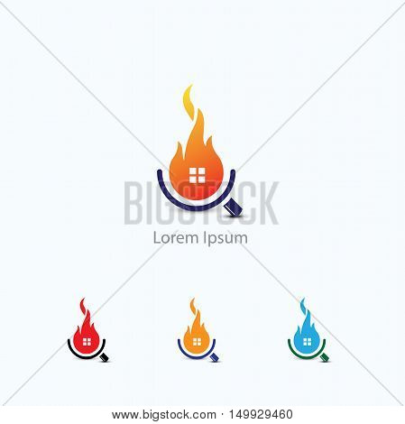Home Inspection Logo Template, Security and protection of home from fire