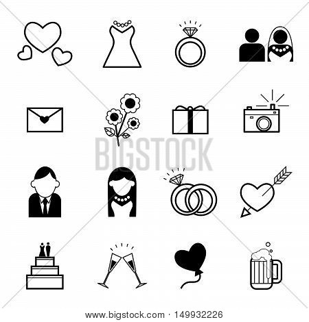 Web icon set Wedding marriage bridalwedding ceremony element