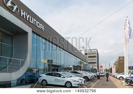 Khimki, Russia - September 12.2016. Car Dealer to sell a cars Hyunday