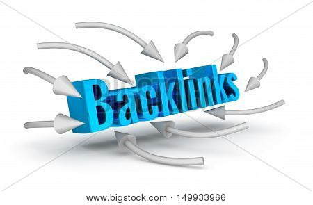 Backlinks 3d word concept over white,3D render