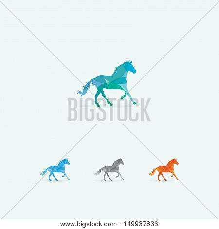 Horse logo, abstract speedy animal vector design, wildlife