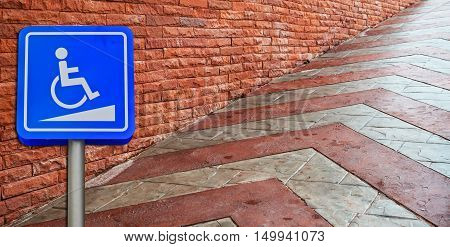 Handicapped parking symbol on floor for idea.