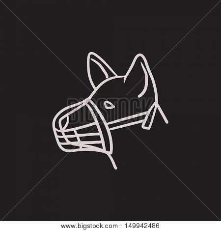 Dog with muzzle vector sketch icon isolated on background. Hand drawn Dog with muzzle icon. Dog with muzzle sketch icon for infographic, website or app.