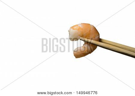 An isolated boiled shrimp in a white background