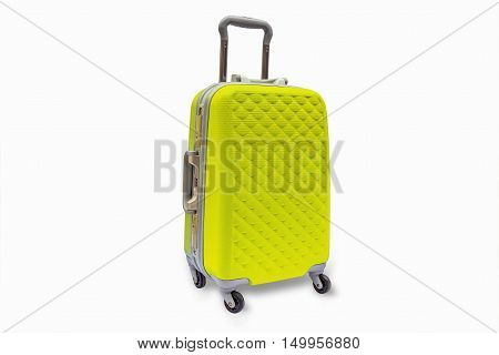 Suitcases yellow on white background with clipping path.