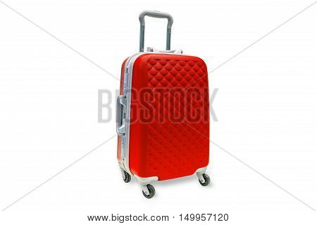 Suitcases green on white background with clipping path.