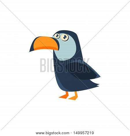 Toucan Toy Exotic Animal Drawing. Silly Childish Illustration Isolated On White Background. Funny Animal Colorful Vector Sticker.