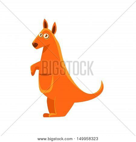 Kangaroo Toy Exotic Animal Drawing. Silly Childish Illustration Isolated On White Background. Funny Animal Colorful Vector Sticker.