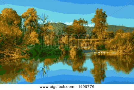 Pittura di paesaggio di lago