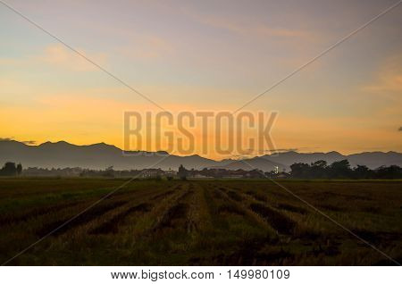 sky orange grass Mountain outdoors beautiful nature
