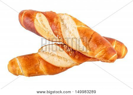 buns rolls lye rolls typical german bread isolated on white