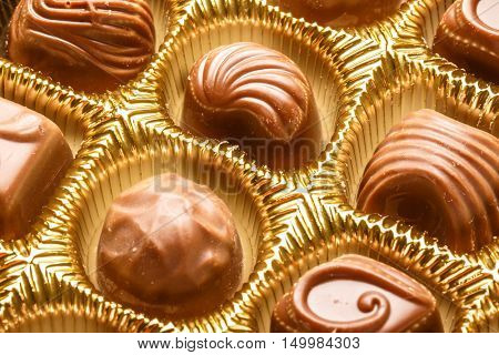 Closeup Of Variety Chocolate Pralines, Close Up Shot Of Chocolates Box, Assorted Box Chocolate, Box Of Chocolates With Many Variations, Bon Appetit, Sweet, Fresh And Tasty, Delicious, Yum-Yum, Yammy