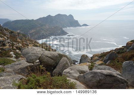 Cies Islands panorama, Vigo city , Spain