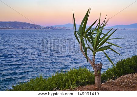 sunset at Salamis island Saronic gulf Greece