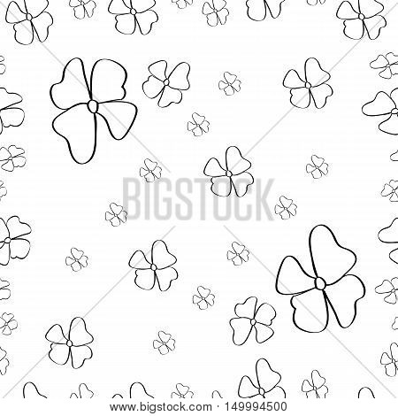 Seamless floral pattern on white flowers sketch.