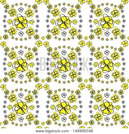 Seamless floral textile pattern. Yellow inflorescence flowering