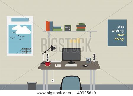 Home Office Workspace with Designer Equipment Tool