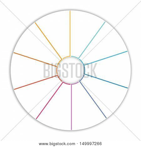 Template infographic Pie chart diagram data 10 options for text area.