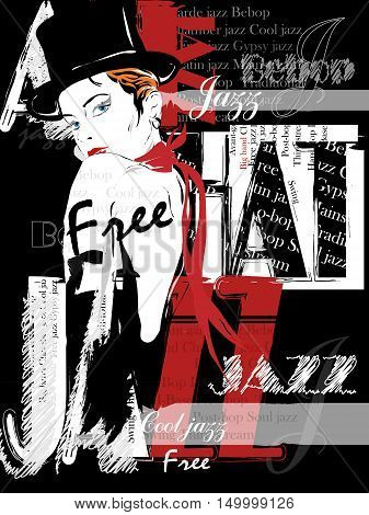 Vintage Jazz Poster Background. Vector illustration. Retro poster
