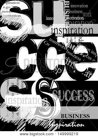 Success. Vintage Bussiness Background. Vector illustration. Black and white