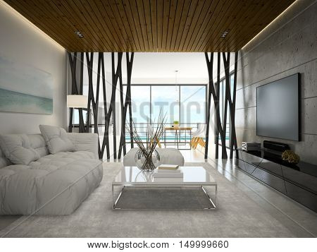 Interior modern design room 3D rendering