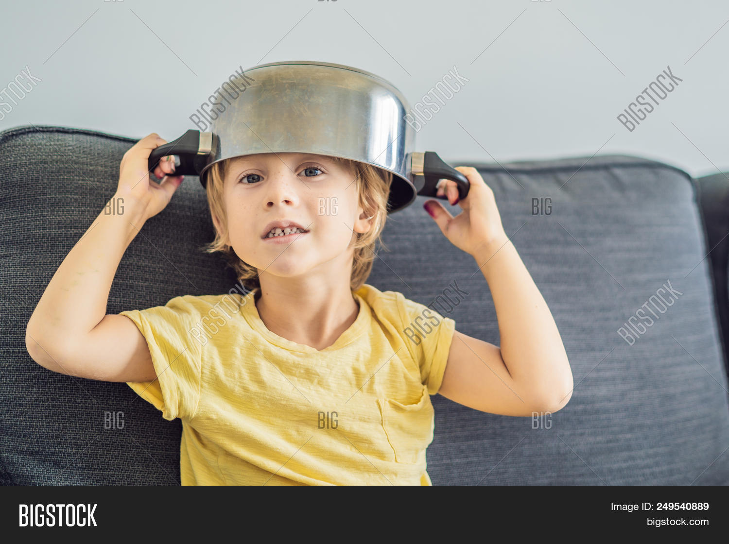 Boy Pot On His Head. Image & Photo (Free Trial) Bigstock