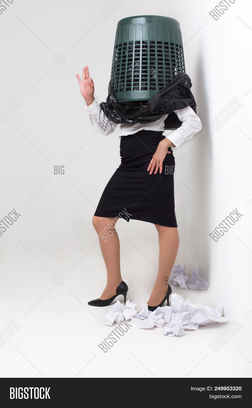 Girl Trash Bin On Her Image & Photo (Free Trial) Bigstock