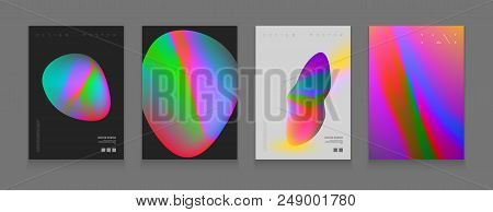Stock Vector Illustration Set Cover Templates With Abstract Liquid Bubbles Shapes, 80s Memphis Geome