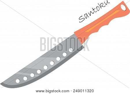 Flat Icon Ioslated, Kitchen Utensils, Household, Set Of Knifes, Santoku.