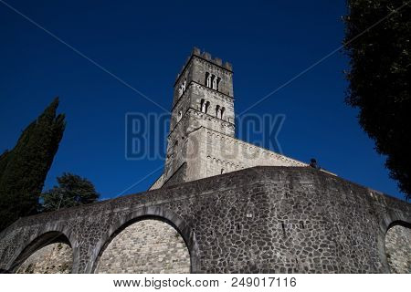 View of the 10th century Romanesque Cathedral in Barga in the province of Lucca Italy