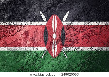 Grunge Kenya Flag. Kenya Flag With Grunge Texture.