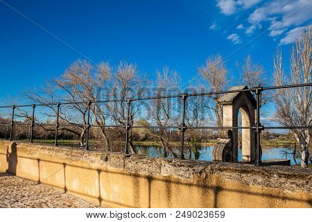Avignon, France - March, 2018: Famous Avignon Bridge Also Called Pont Saint-benezet At Avignon Franc