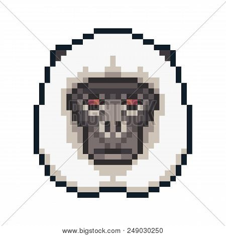 Pixel Art Langur Isolated On White Background.