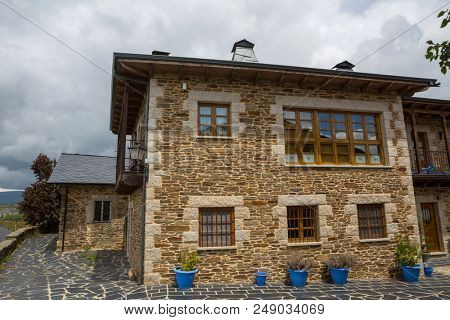 Puebla de Sanabria, Spain - May 30, 2018: Old houses of Puebla de Sanabria, Castilla y Leon, Spain