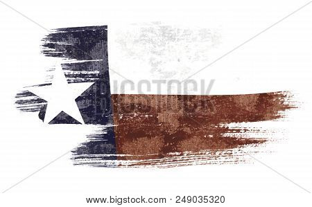 Art Brush Watercolor Painting Of Texas Flag Blown In The Wind Isolated On White Background Eps 10 Be